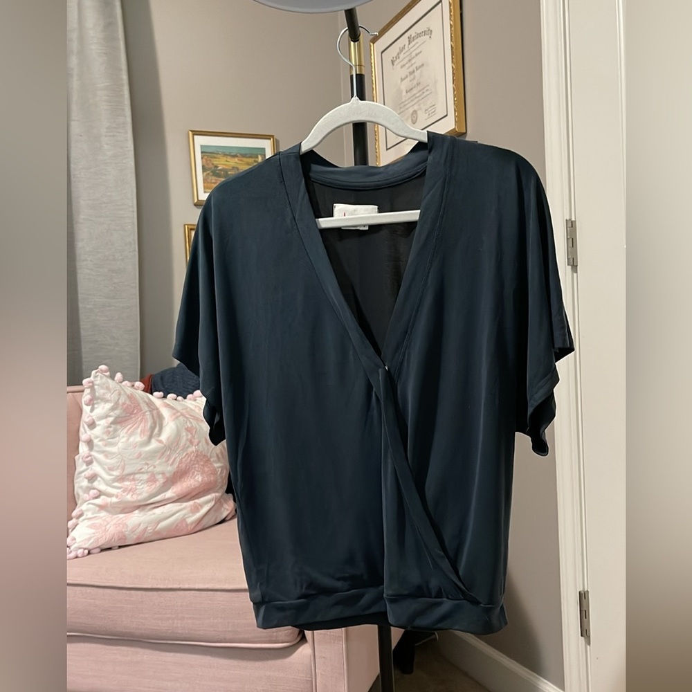 Anthropologie Black Wrap Blouse
